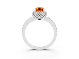 White gold Emerald Cut Diamond Solitaire Ring with Shared Prong Pavé Band_3