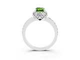 White gold Emerald Cut Diamond Solitaire Ring with Shared Prong Pavé Band_3