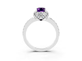 White gold Emerald Cut Diamond Solitaire Ring with Shared Prong Pavé Band_3