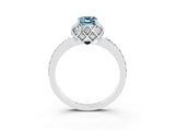 White gold Emerald Cut Diamond Solitaire Ring with Shared Prong Pavé Band_3