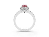 White gold Emerald Cut Diamond Solitaire Ring with Shared Prong Pavé Band_3