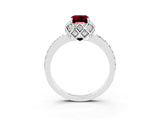 White gold Emerald Cut Diamond Solitaire Ring with Shared Prong Pavé Band_3