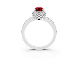 White gold Emerald Cut Diamond Solitaire Ring with Shared Prong Pavé Band_3