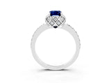 White gold Emerald Cut Diamond Solitaire Ring with Shared Prong Pavé Band_3