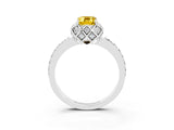 White gold Emerald Cut Diamond Solitaire Ring with Shared Prong Pavé Band_3