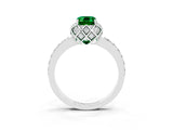 White gold Emerald Cut Diamond Solitaire Ring with Shared Prong Pavé Band_3