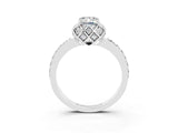 White gold Emerald Cut Diamond Solitaire Ring with Shared Prong Pavé Band_3