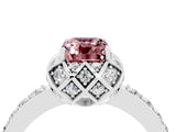 White gold Emerald Cut Diamond Solitaire Ring with Shared Prong Pavé Band_4