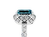 White gold Emerald Cut Diamond Solitaire Ring with Shared Prong Pavé Band_5