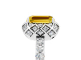 White gold Emerald Cut Diamond Solitaire Ring with Shared Prong Pavé Band_5