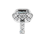 White gold Emerald Cut Diamond Solitaire Ring with Shared Prong Pavé Band_5