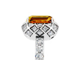 White gold Emerald Cut Diamond Solitaire Ring with Shared Prong Pavé Band_5