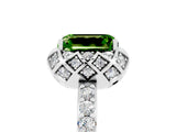 White gold Emerald Cut Diamond Solitaire Ring with Shared Prong Pavé Band_5