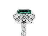 White gold Emerald Cut Diamond Solitaire Ring with Shared Prong Pavé Band_5