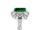 White gold Emerald Cut Diamond Solitaire Ring with Shared Prong Pavé Band_5