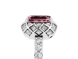 White gold Emerald Cut Diamond Solitaire Ring with Shared Prong Pavé Band_5
