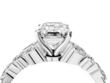 White gold Emerald Cut Diamond Solitaire Ring with Side Stones and Four-Prong Setting_414
