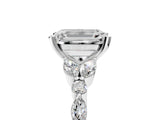 White gold Emerald Cut Diamond Solitaire Ring with Side Stones and Four-Prong Setting_415