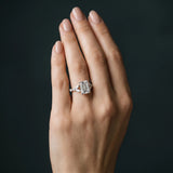 White gold Emerald Cut Diamond Solitaire Ring with Side Stones and Four-Prong Setting_429