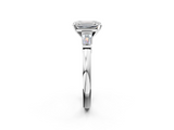 White gold Emerald Cut Diamond Solitaire Ring with Tapered Baguette Accents and Four-Prong Setting_134