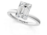 White gold Emerald Cut Diamond Solitaire Ring with Thin Band and Prong Setting_13