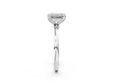 White gold Emerald Cut Diamond Solitaire Ring with Thin Band and Prong Setting_14