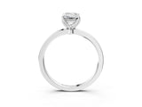 White gold Emerald Cut Diamond Solitaire Ring with Thin Band and Prong Setting_15