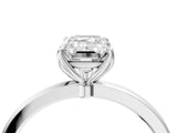 White gold Emerald Cut Diamond Solitaire Ring with Thin Band and Prong Setting_16