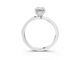 White gold Emerald Cut Diamond Solitaire Ring with Thin Band and Prong Setting_39