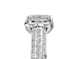 White gold Emerald Cut Diamond Solitaire Ring with Three-Row Pavé Band and Four-Prong Setting_50