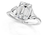 White gold Emerald Cut Diamond Solitaire Ring with Twist Band and Four-Prong Setting_79