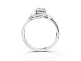 White gold Emerald Cut Diamond Solitaire Ring with Twist Band and Four-Prong Setting_81