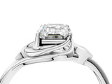 White gold Emerald Cut Diamond Solitaire Ring with Twist Band and Four-Prong Setting_82