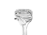 White gold Emerald Cut Diamond Solitaire Ring with Twist Band and Four-Prong Setting_83