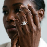 10K White Gold 1.08 Carat F VVS2 Emerald Diamond Solitaire Ring with Twisted Band and Pavé Accents