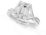 White gold Emerald Cut Diamond Solitaire Twist Band Prong Setting Ring_56