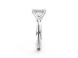 White gold Emerald Cut Diamond Solitaire Twist Band Prong Setting Ring_57