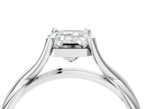 White gold Emerald Cut Diamond Solitaire Twist Band Prong Setting Ring_59