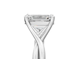 White gold Emerald Cut Diamond Solitaire Twist Band Prong Setting Ring_60