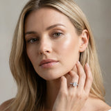 White gold Emerald Cut Diamond Solitaire with Side Baguettes and Channel Set Band_141