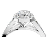 White gold Emerald Cut Diamond Split Shank Halo Ring with Four-Prong Setting_70