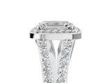 White gold Emerald Cut Diamond Split Shank Halo Ring with Four-Prong Setting_71