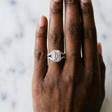 White gold Emerald Cut Diamond Split Shank Halo Ring with Four-Prong Setting_76