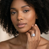 White gold Emerald Cut Diamond Split Shank Halo Ring with Four-Prong Setting_77