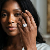 White gold Emerald Cut Diamond Split Shank Halo Ring with Four-Prong Setting_78