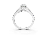 White gold Emerald Cut Diamond Split Shank Pavé Engagement Ring with Four-Prong Setting_112