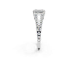White gold Emerald Cut Diamond Split Shank Pavé Engagement Ring with Four-Prong Setting_114