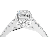 White gold Emerald Cut Diamond Split Shank Pavé Engagement Ring with Four-Prong Setting_116