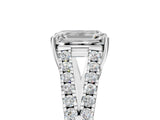 White gold Emerald Cut Diamond Split Shank Pavé Engagement Ring with Four-Prong Setting_117
