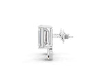 White gold Emerald Cut Diamond Stud Earrings with Round and Oval Accents_53